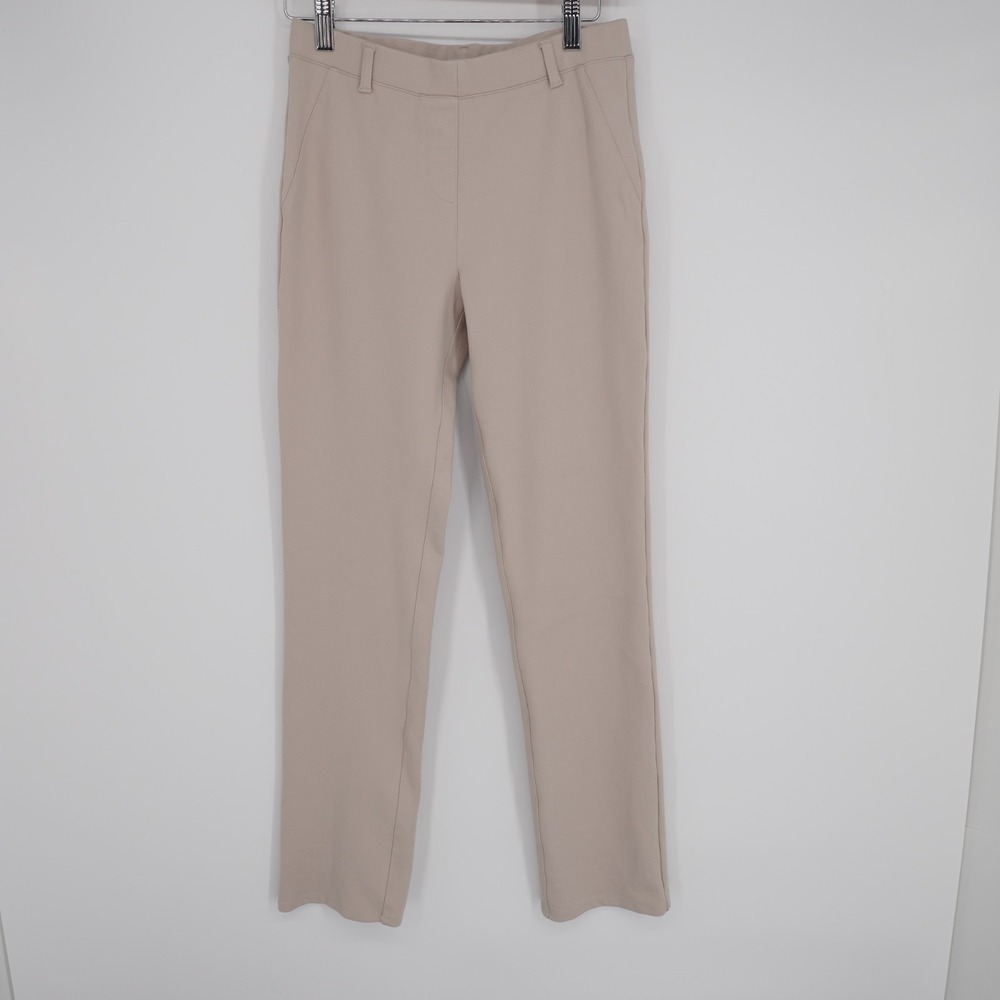 Quince Ponte Knit Pants Womens Small Beige Stretch Straight Leg Work Comfort - Picture 2 of 14